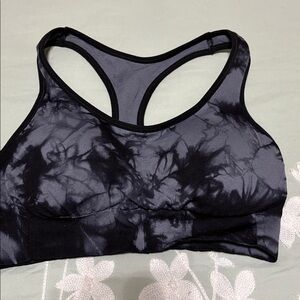 Champion Black and Gray Tie-Dye Sports Bra